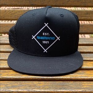 Shimano 5 panel mesh SnapBack trucker hat black cap